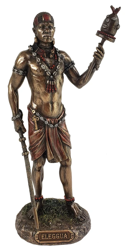 JFSM INC. Bronze Finish Elegua African God Orisha Statue Santeria Yoruba Ellugua Ellegua by