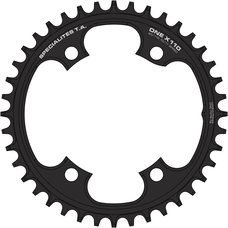Spécialités TA X110 One 4 Arm Narrow/Wide 10/11/12 Speed Chainring, Black, 42t