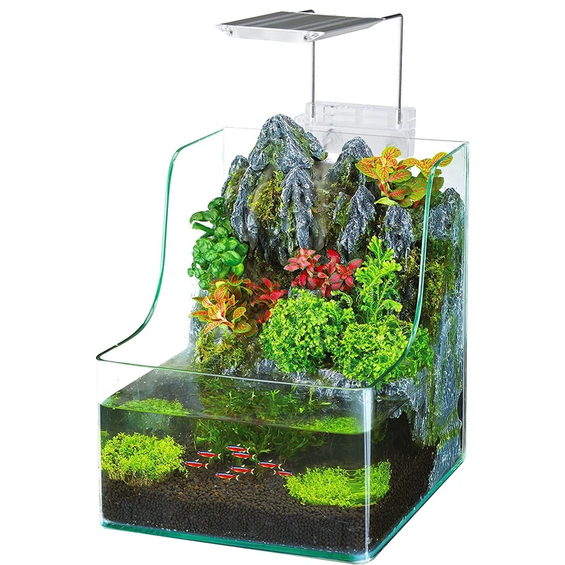 Penn-Plax AquaTerrium Planting Tank – Hydroponic Aquarium with Integrated Filter System for Live Plants and Fish – 1.85 Gallons