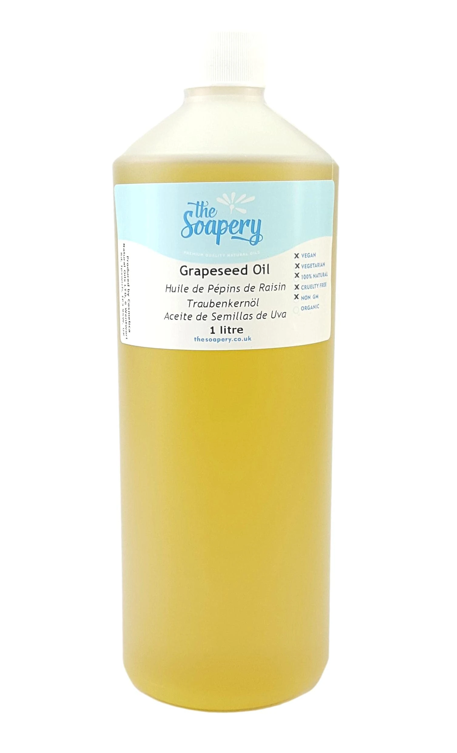 Grapeseed Oil 1 Litre - Cosmetic Grade - Also a Carrier Oil for Massage and Aromatherapy