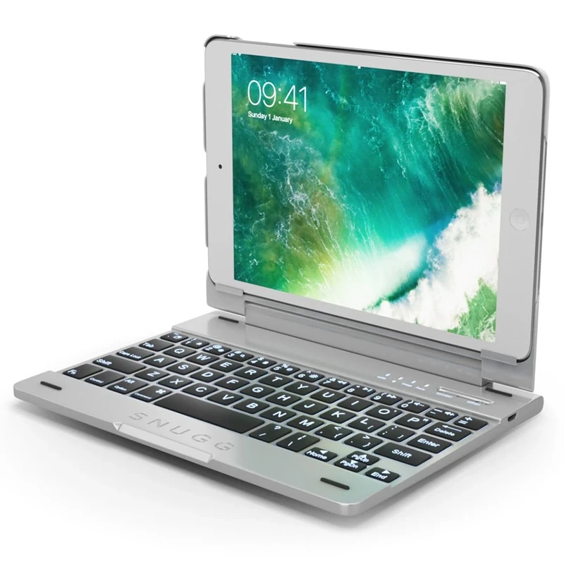 The Snugg B01MTLQWSS Keyboard Case for Apple iPad Mini - Silver