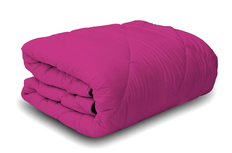 Italian Bed Linen Winter Quilt Elegant,260 x 260 cm,Lilac/Fuchsia