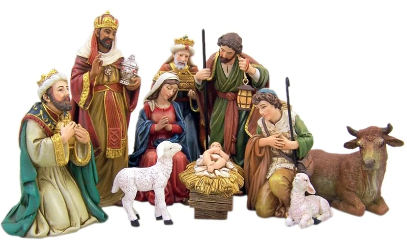 Michael Adams Detailed Resin Christmas Nativity Figurine Statue Set, 5 Inch (9-Piece)