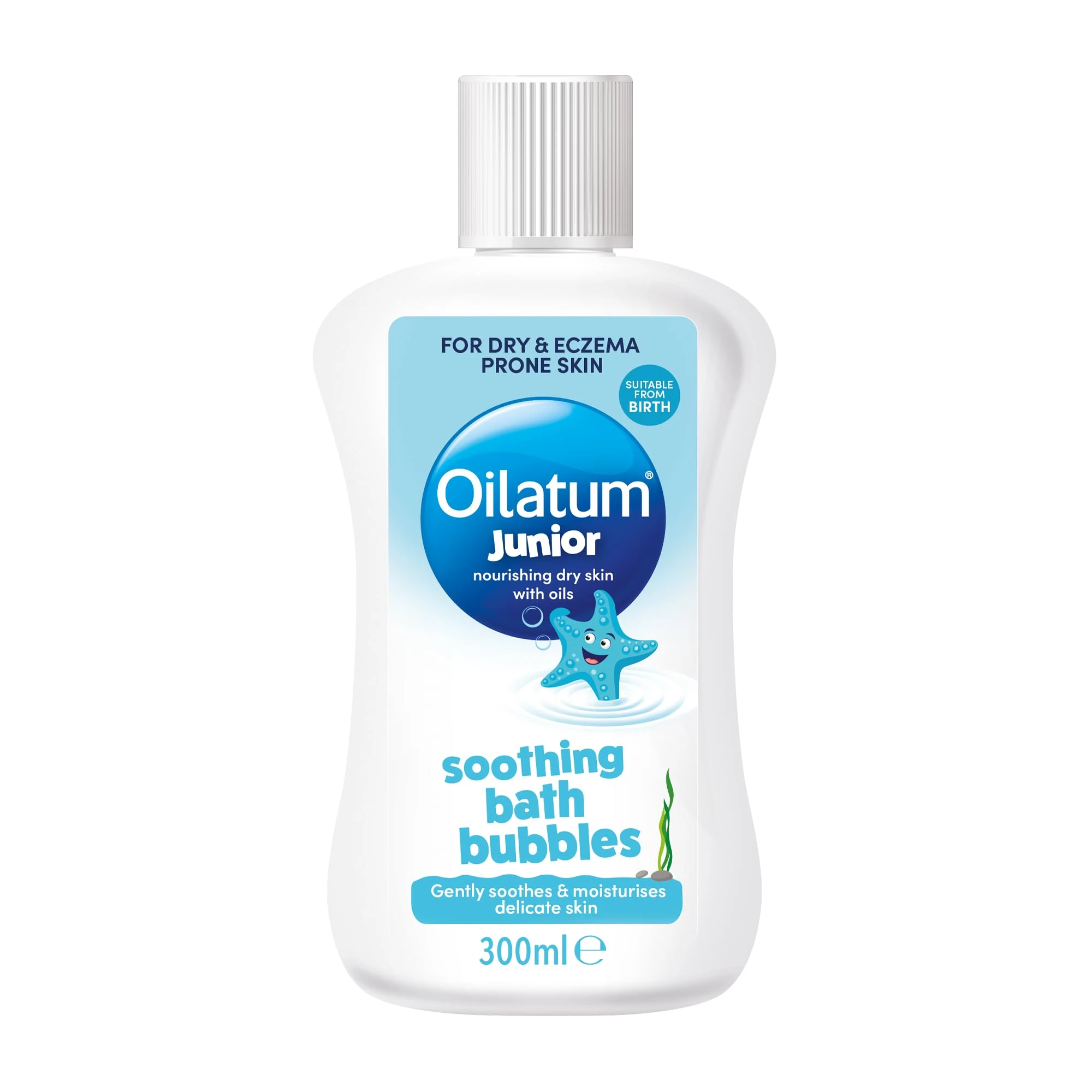 Oilatum Junior Soothing Bath Bubbles, For Dry, Sensitive & Eczema-Prone Skin, Gentle Cleanser Soothes & Moisturise Delicate Skin, Everyday use for Babies & Children, Fragrance Free, 1 x 300ml