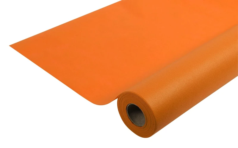 Disposable spun bound non-woven tablecloth - Roll 50 M long X 1.20 M wide - Ripstop, water-repellent and wipe able fabric - orange