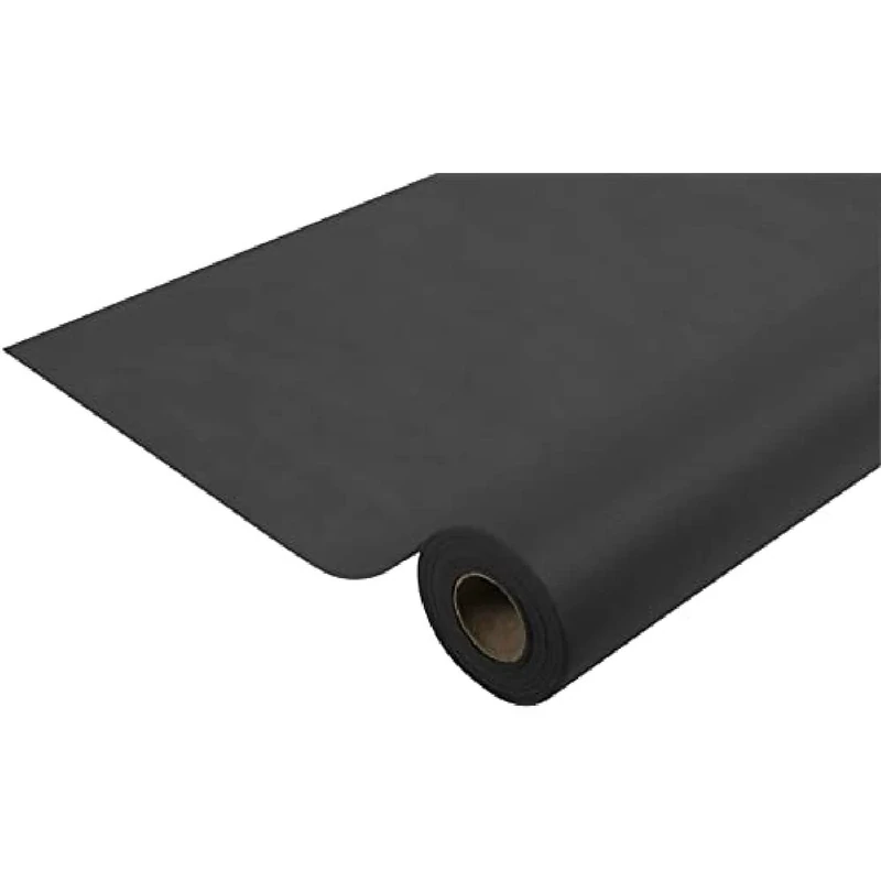 Disposable spun bound non-woven tablecloth - Roll 50 M long X 1.20 M wide - Ripstop, water-repellent and wipe able fabric - Black