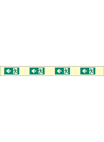 Caledonia Signs 58666 Fire Exit Left Marking Strips, 900 mm x 80 mm, Photo luminescent
