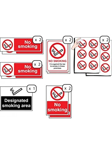 Caledonia Signs 53076 Smoking Pack for Medium Workplace (25 employees)