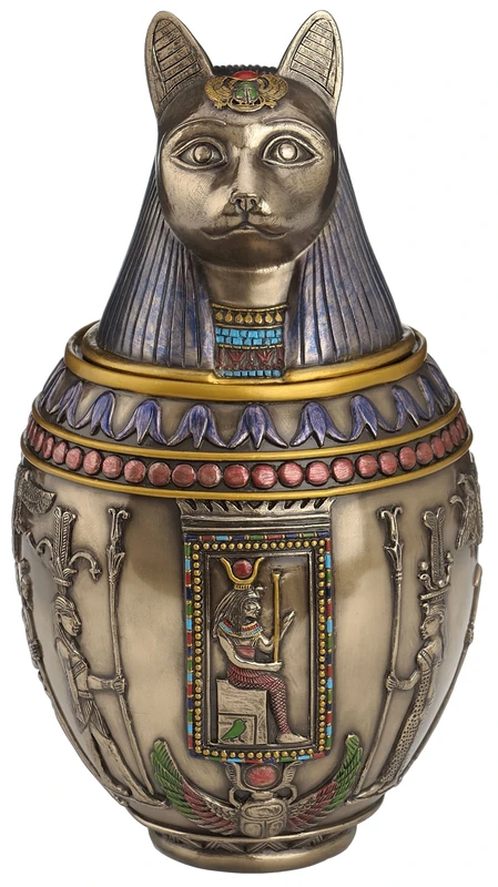 VERONESE Rare Egyptian Bastet Bronze Canopic Jar Cat Burial Urn