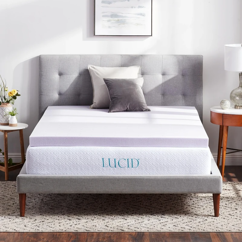 LUCID 3 Inch Lavender Infused Memory Foam Mattress Topper-Ventilated Design-Twin Size