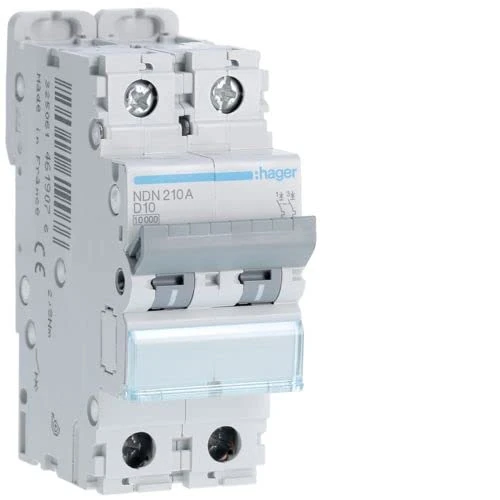 Hager N Series – Automatic magnetotérmico – M curva-d 10 KA 2 Pole 4 A