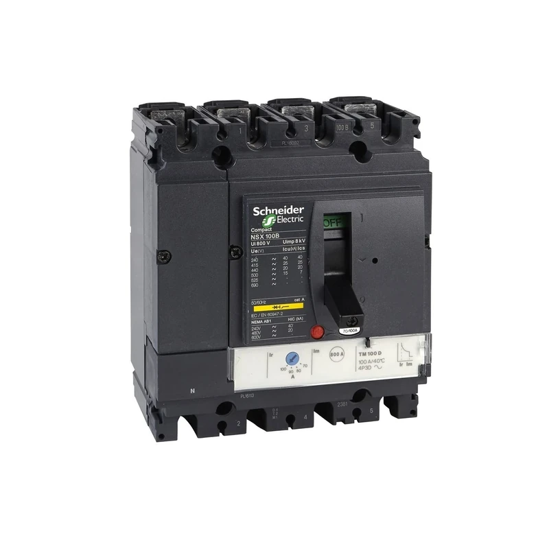 Schneider Electric LV429850 Circuit Breaker, ComPact NSX100N, 50kA/415VAC, TMD Trip Unit 100A, 4 Poles 3d