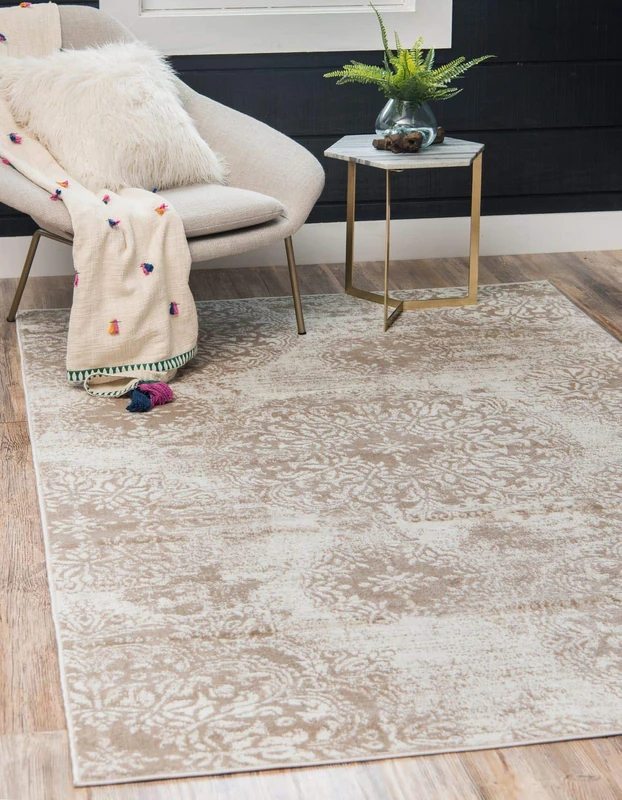 Unique Loom Sofia Collection Area Rug-Traditional Vintage Rug, French Inspired Home Décor (5' 0 x 8' 0 Rectangular, Tan/Ivory)