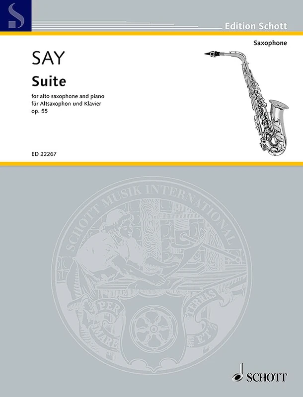 Suite: for alto saxophone and piano. op. 55. alto saxophone and piano. Partition et partie.