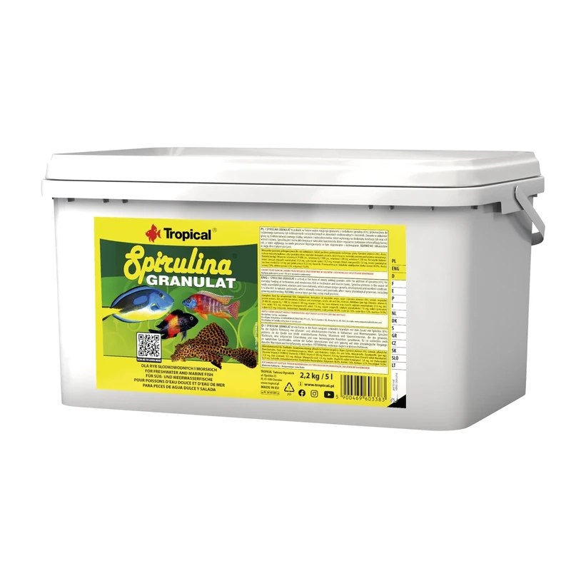 SPIRULINA GRANULAT 5L / 2,2kg - slowly sinking granules with spirulina for herbivorous & omnivorous fish (growth, color & health boost)