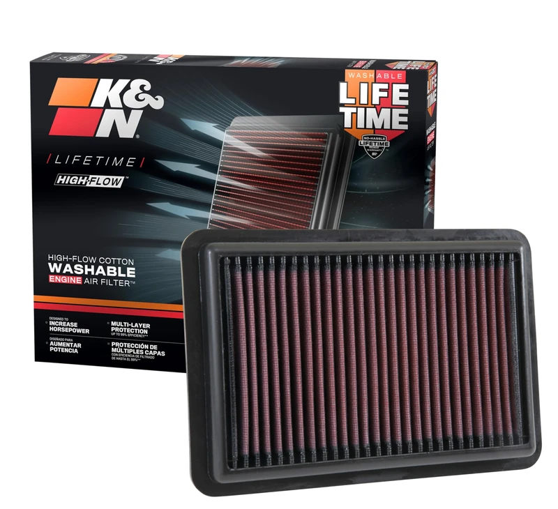 K&N Engine Air Filter: High Performance, Premium, Washable, Panel Filter: 2017-2019 (Elanta, i30, Kona, Veloster, Cee d, Forte), 33-5050
