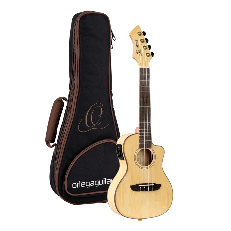 Ortega Guitars Concert Ukulele Electro-Acoustic – Horizon Series – Including Gigbag – Bamboo, Natural (RUBO-CE)