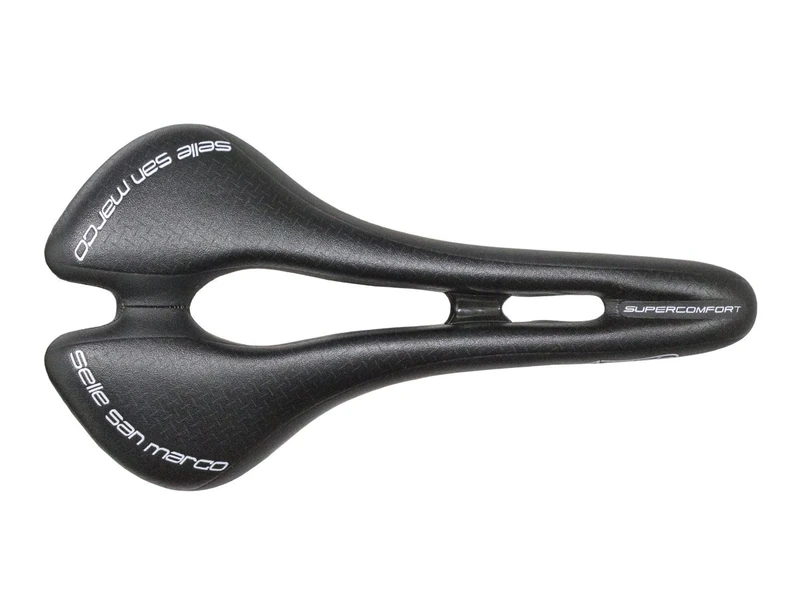 Selle San Marco - Aspide Supercomfort Open-Fit Dynamic Wide, Gravel Bike Saddle with Wide Seat and Oversized Gel Padding, Curved Shape and a Steel Alloy Rail - Black - L2
