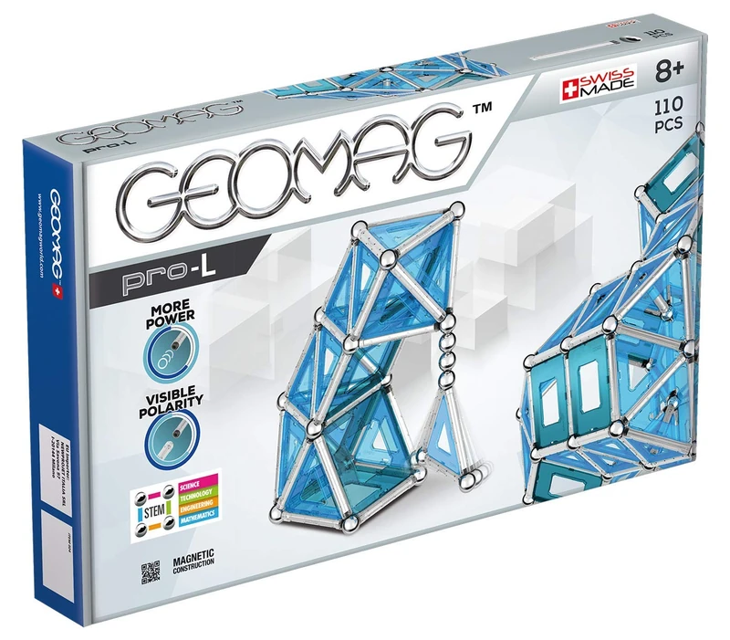 Geomag 024 PRO-L Building Set, Blue and Silver Metal, 110 Pieces