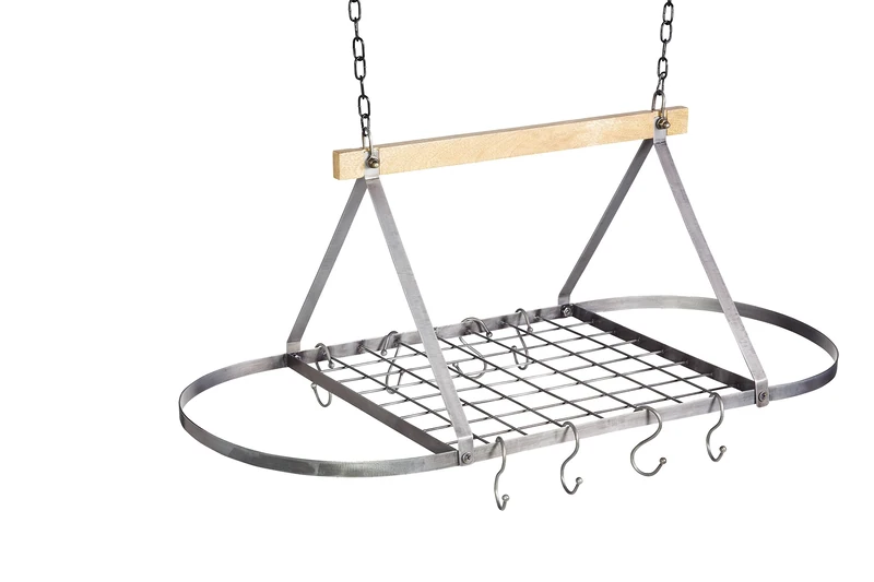 KitchenCraft Industrial Kitchen Vintage-Style Ceiling Hanging Pot & Pan Rack, 32.5 x 8.5 x 4 cm (1’ x 2.5’ x 1.5’)