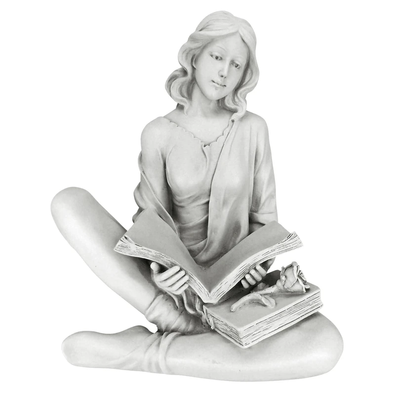 Design Toscano "Reflection Reader Garden Girl" Statue - White