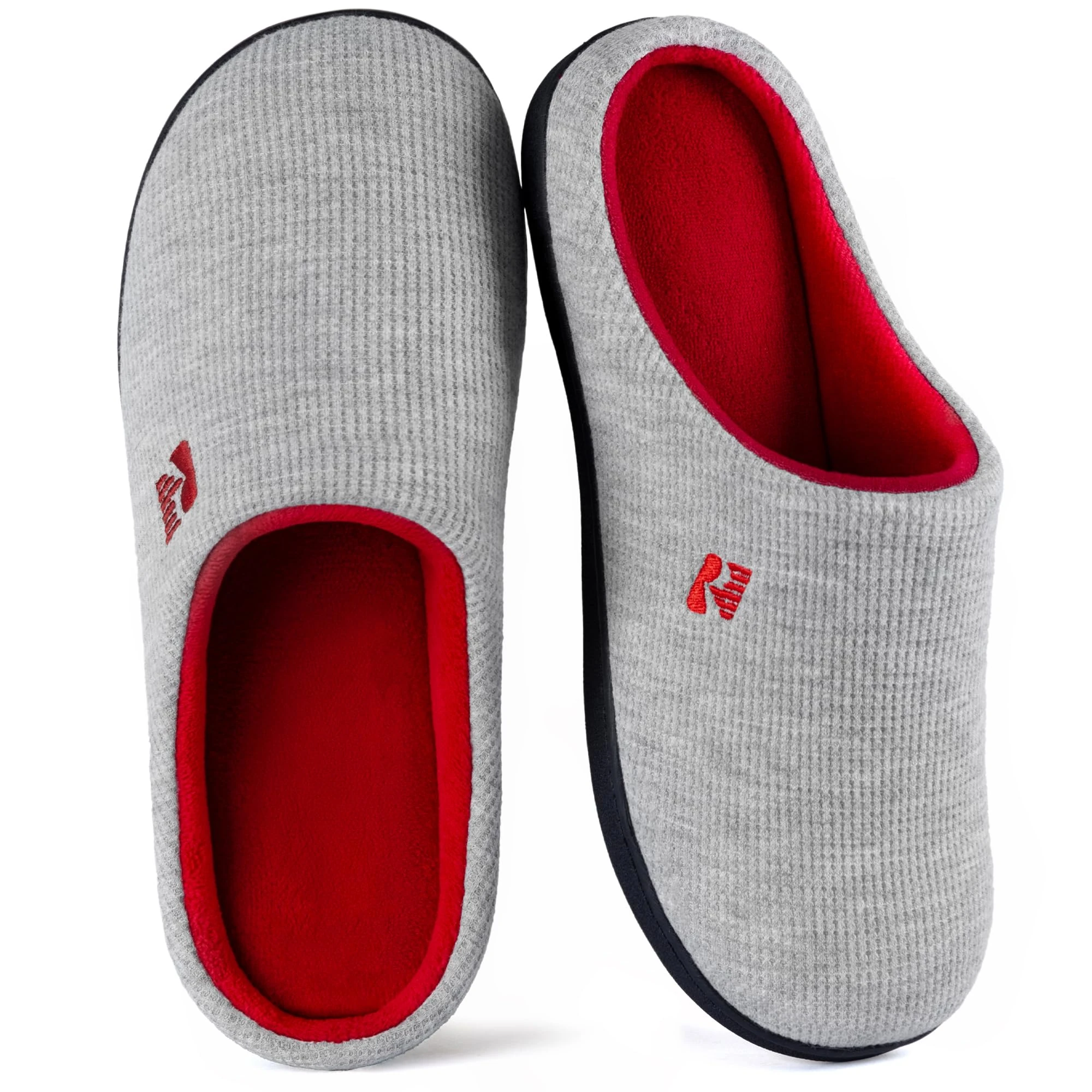 RockDove Women's Original Two-Tone Memory Foam Slipper, Size 3/4 UK Women, Grey and Red