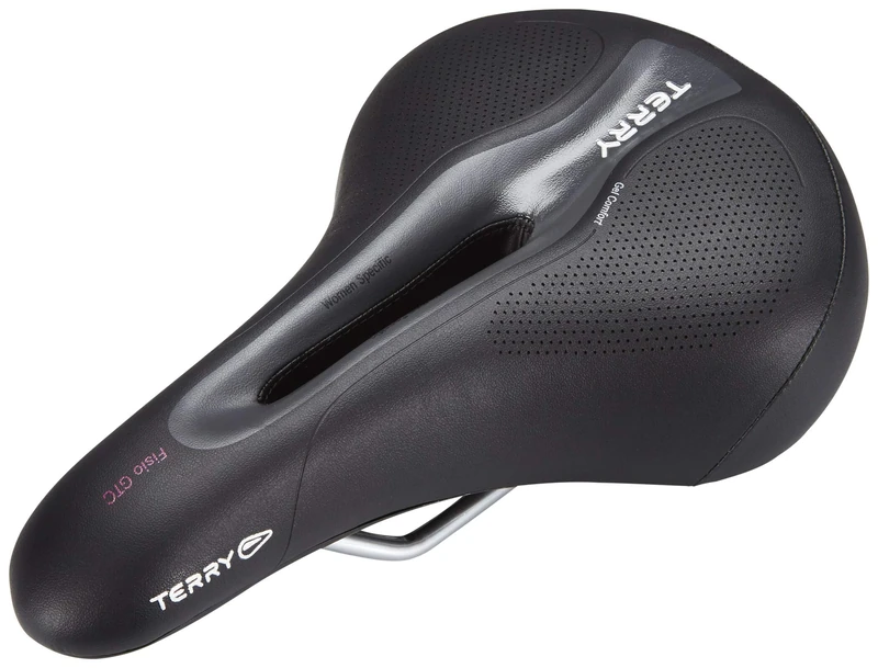 Terry Fisio GTC Gel Touring Woman Saddle with Light FeC Steel Frame and ClimaVent Outer Material in Black, Seat Width: 9 cm - 12 cm, 423 001 53