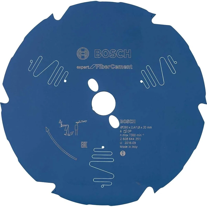 Bosch Professional 2608644351 Expert for Fibre Cement Circular Saw Blade (for Fibre Cement, 260 x 30 x 2.4 mm, 6 Teeth,Circular Saw Accessory), Diameter 260 mm - Image 1
