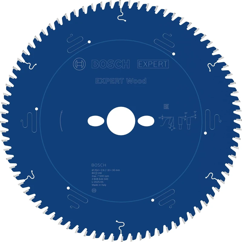 Bosch Professional 1x Circular Saw Blade Expert for Wood (Ø 254x2.6/1.8x30 mm, 80 Teeth, Accessories for Circular Saw)