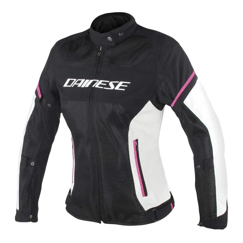 Dainese Air Frame D1 Lady Tex Jacket, Windproof Motorcycle Jacket, Women, Black/Vaporous-Gray/Fuxia, 46