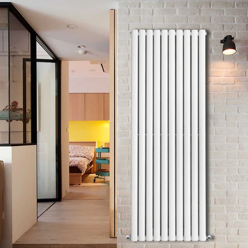 NRG Vertical Designer 1600x590 mm Oval Column Radiator Bathroom Central Heating Rad White Single Panel