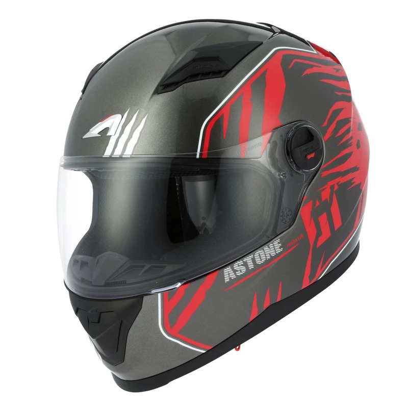 Astone Helmets Integral GT, gt2g-predator-brl Motorcycle Helmet Black/Red, Size L - Image 1