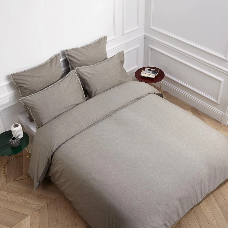 MADURA Pillowcase Luke, Cotton, taupe, 220 x 240 cm - Image 1