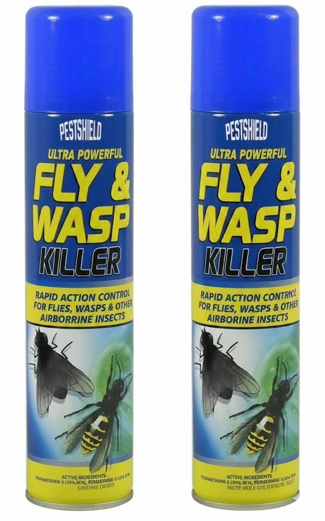 2 x Pestshield Fly & Wasp Flying Insect Killer Spray 300 ml by Pestshield