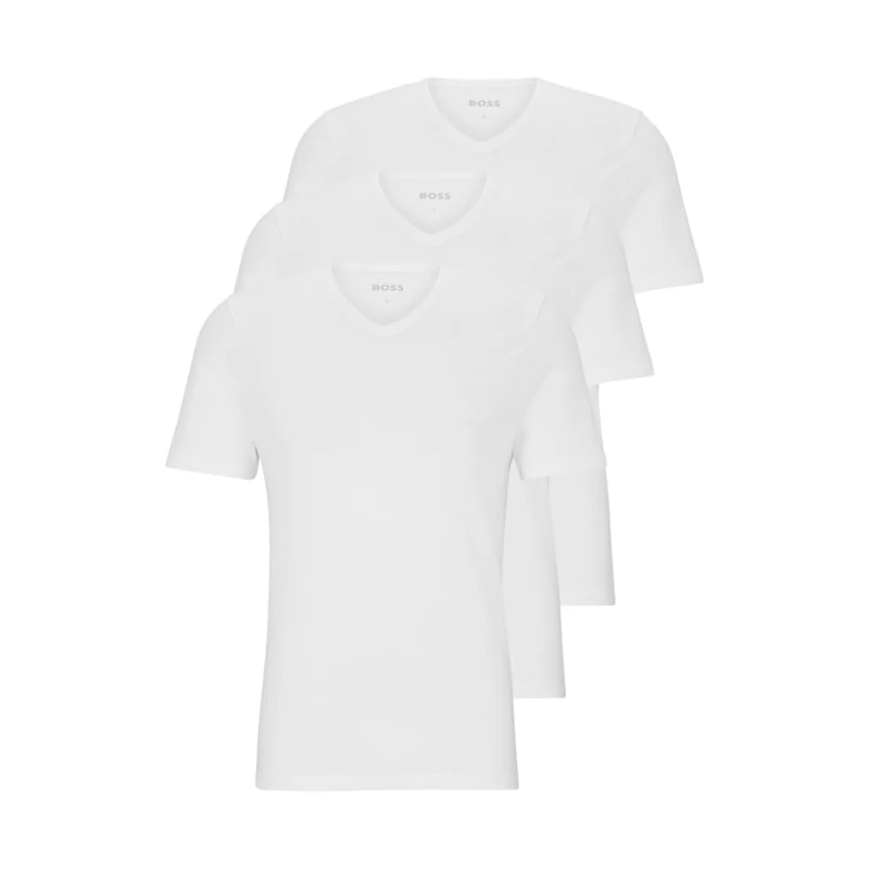 BOSS Men's 3-Pack V Neck Jersey T-Shirts Undershirt, White, S (Pack of 3)
