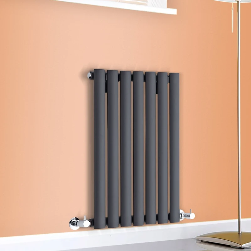 NRG Anthracite 600x413 Horizontal Designer Radiator Oval Column Single Panel Bathroom Central Heating Rad