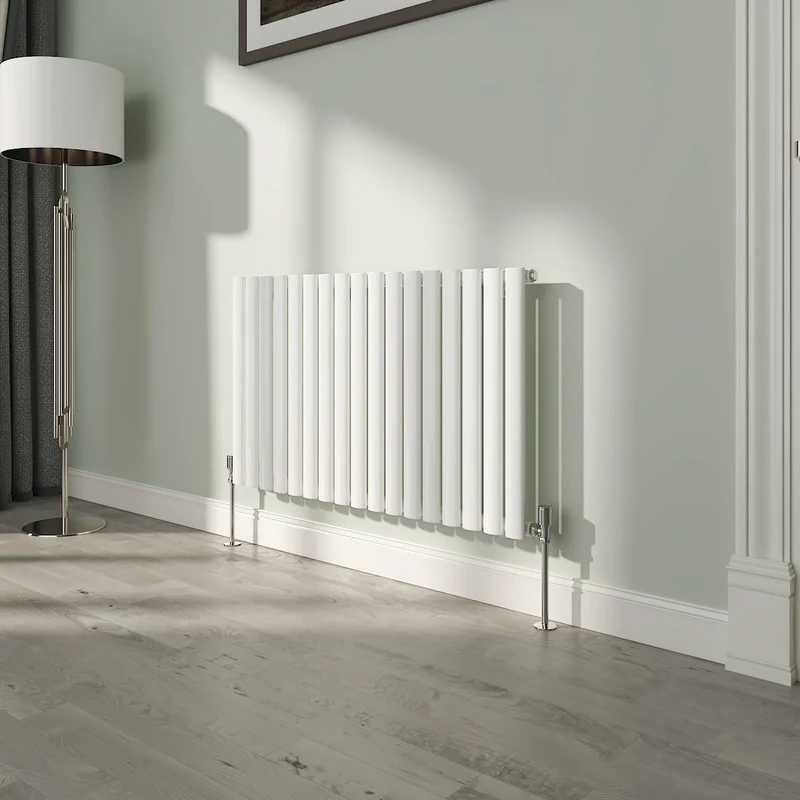 NRG White Oval Radiator Horizontal 600x1003mm Single Panel Central Heating Radiators Perfect for Bathrooms Kitchen Living Room