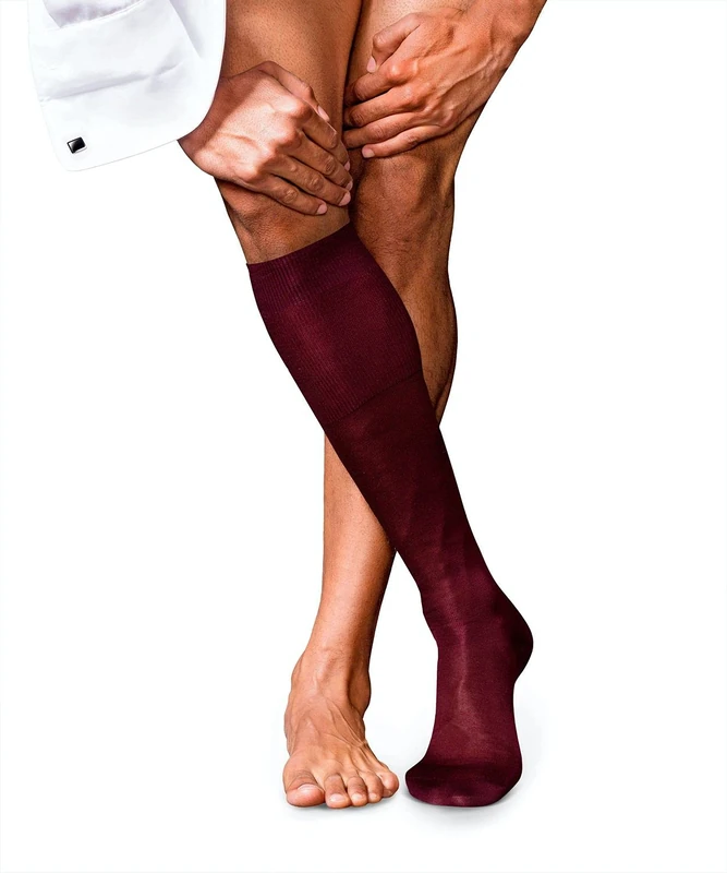 FALKE Men's No. 4 M Kh Silk Long Plain 1 Pair Knee-High Socks, Red Barolo 8596, 7-8