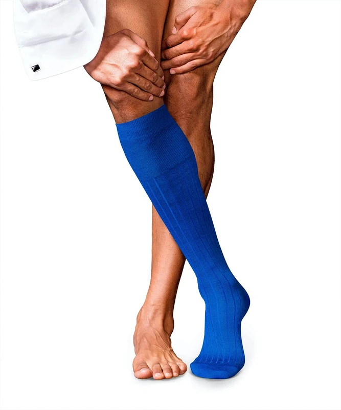 FALKE Men's No. 2 M Kh Cashmere Long Plain 1 Pair Knee-High Socks, Blue Olympic 6940, 8.5-9.5