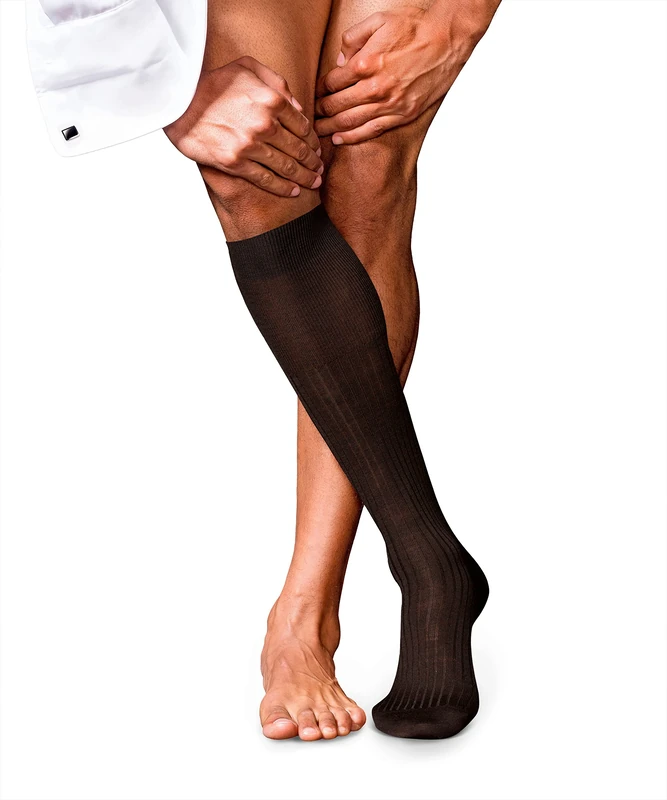 FALKE Men's No. 7 M Kh Wool Long Plain 1 Pair Knee-High Socks, Brown 5930, 7-8 - Image 1