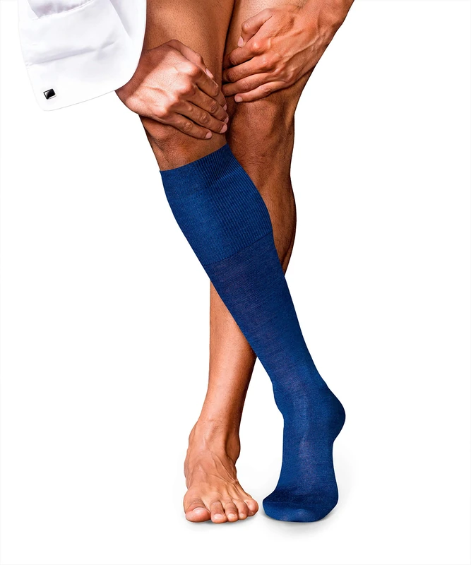 FALKE Men's No. 6 M Kh Wool Silk Long Plain 1 Pair Knee-High Socks, Blue Royal 6000, 7-8