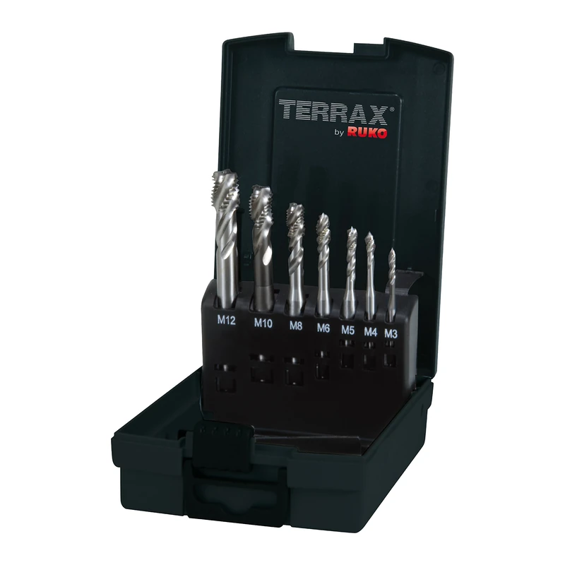 Terrax by Ruko A245058ETX Machine Tap Set M DIN 371/376 Form C / 35° RSP HSSE-Co 5 in Plastic Case