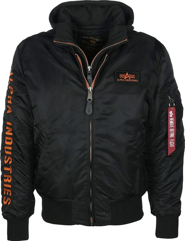 Alpha Industries MA-1 D-Tec SE Bomber Jacket for Men Black/Orange