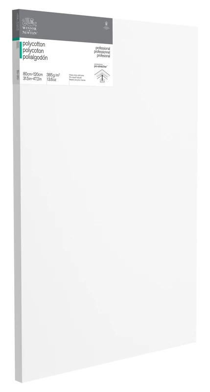 Winsor & Newton 6206069 Professional Stretcher Frame Deep Edge Cotton Blend 385 g/m² Triple Primed Medium Grain Ideal for Oil and Acrylic Paints 80 x 120 cm