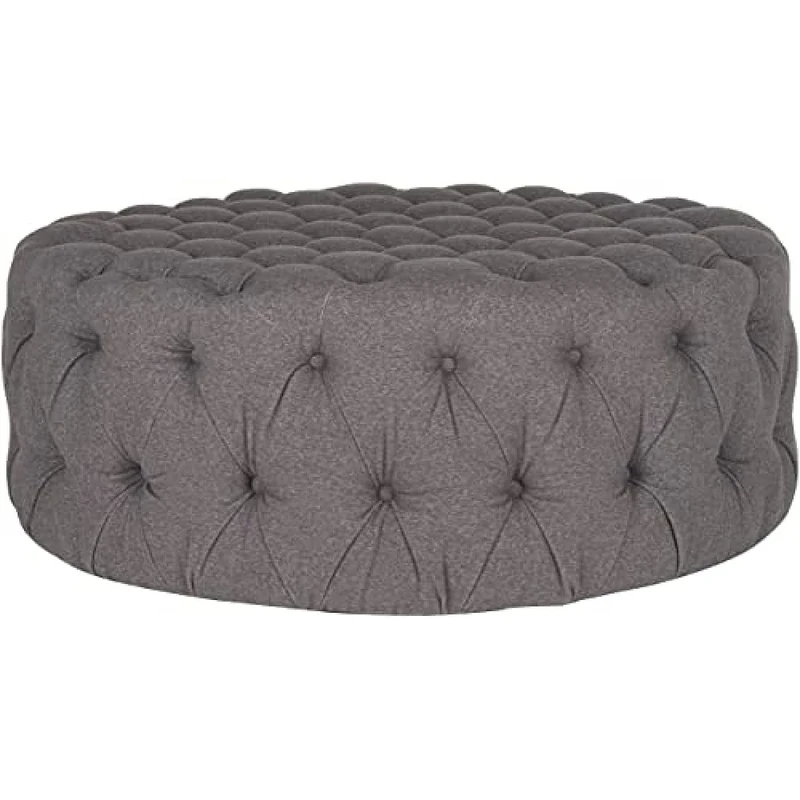 SAFAVIEH Upholstered Ottoman, in Navy, 100 X 100 X 40