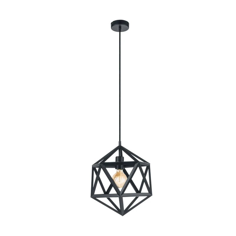 Eglo Pendant Light Embleton, Single-Bulb Hanging Lamp Industrial, Vintage, Retro, Steel Pendant in Black, Dining Table Lamp, Hanging Living Room Light with E27 Socket, Ø 30.5 cm