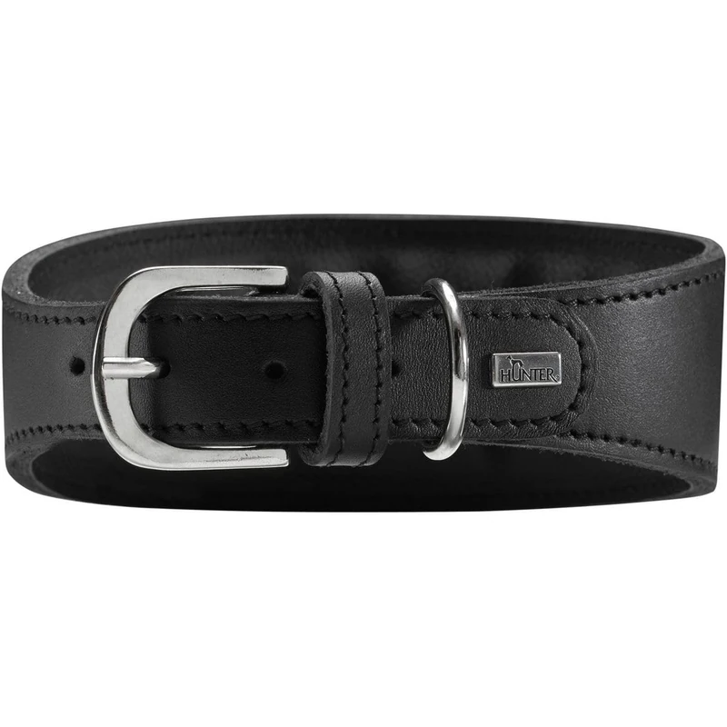 HUNTER Super Soft Greyhound Collar Leather Padded 37 (XS-S) Black