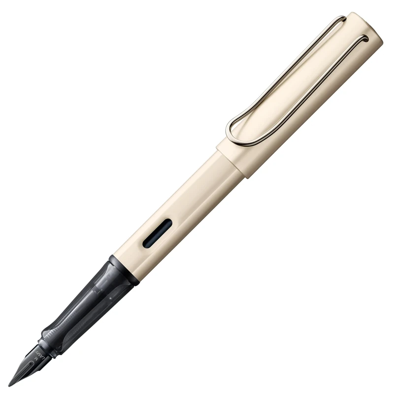 LAMY Lx palladium fountain pen - PVD-coated nib & ergonomic grip - steel nib in size F - lightweight aluminum body – including LAMY T 10 blue ink cartridge & metal case – right-handed