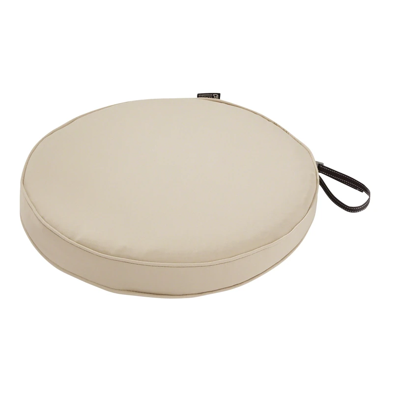 Classic Accessories Montlake FadeSafe Round Patio Dining Seat Cushion - 2" Thick - Heavy Duty Outdoor Patio Cushion with Water Resistant Backing, Antique Beige, 18" DIA x 2" T (62-003-BEIGE-EC)