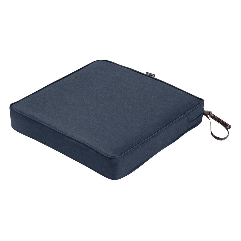 Classic Accessories Montlake FadeSafe Square Patio Dining Seat Cushion 3 Thick Heavy Duty Outdoor Patio Cushion with Water Resistant Backing Heather Indigo Blue 17 W x 17D x 3T (62007INDIGOEC)